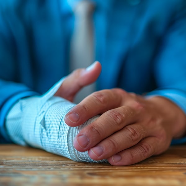 Deux mains, l'un avec un bandage. Infractions pénales et dommage corporel : Guide complet pour la réparation des victimes par CPC & Associés
